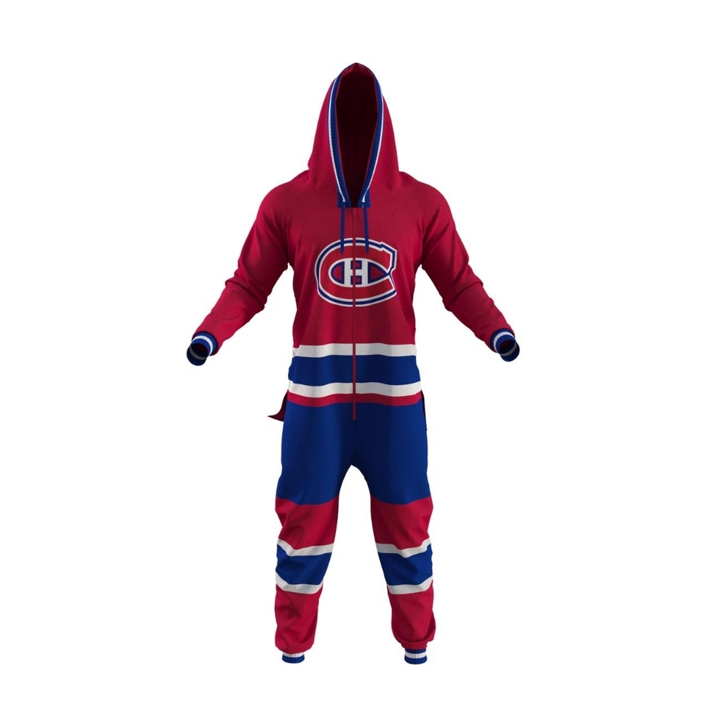 Montreal Canadian NHL Hockey Sockey Hooded Onesie Mens Small S